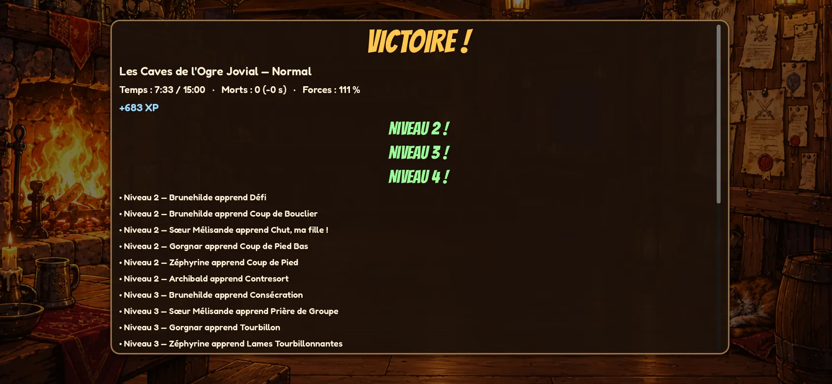 Le bilan d’un donjon